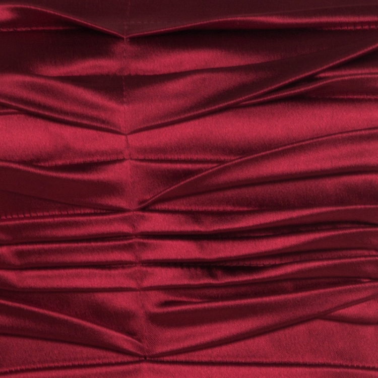 Pre Owned Philosophy di Alberta Ferretti Red Satin Pleated Strapless Dress M