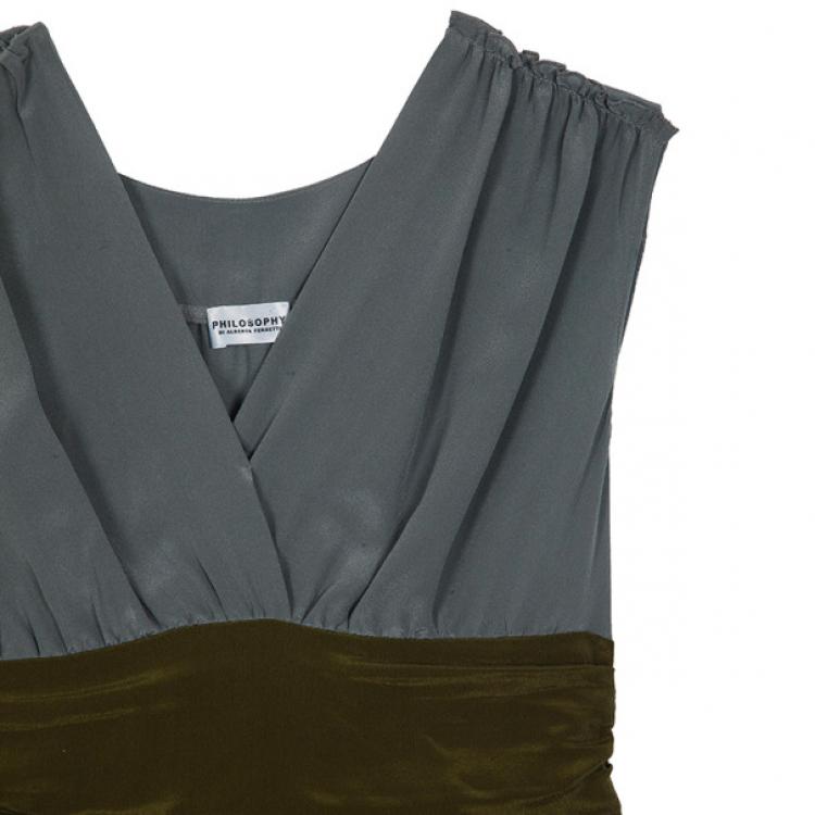 Pre Owned Philosophy di Alberta Ferretti Silk Colorblock Sash Dress M