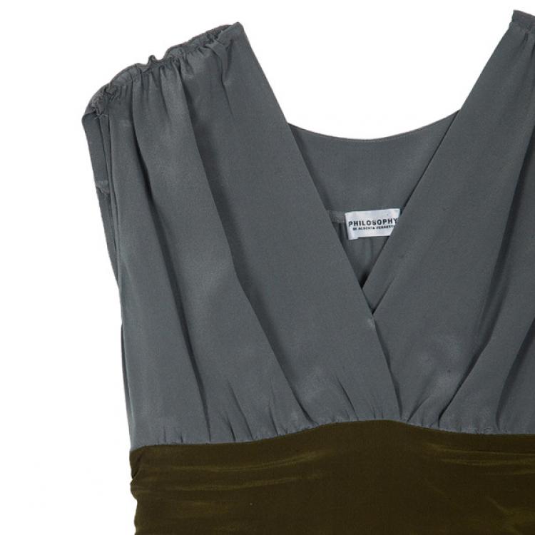 Pre Owned Philosophy di Alberta Ferretti Silk Colorblock Sash Dress M