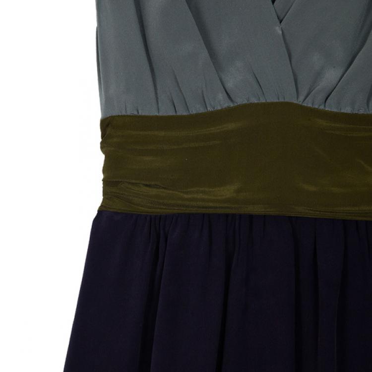 Pre Owned Philosophy di Alberta Ferretti Silk Colorblock Sash Dress M