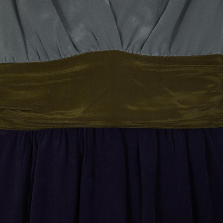 Pre Owned Philosophy di Alberta Ferretti Silk Colorblock Sash Dress M