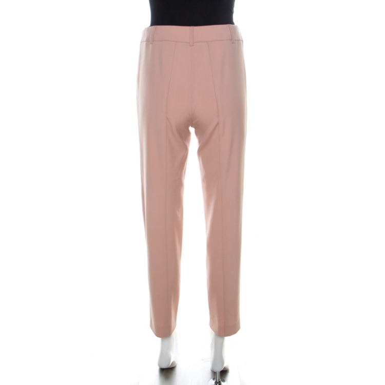 Pre Owned Philosophy di Alberta Ferretti Blush Pink Crepe Pleat Detail Straight Fit Trousers S