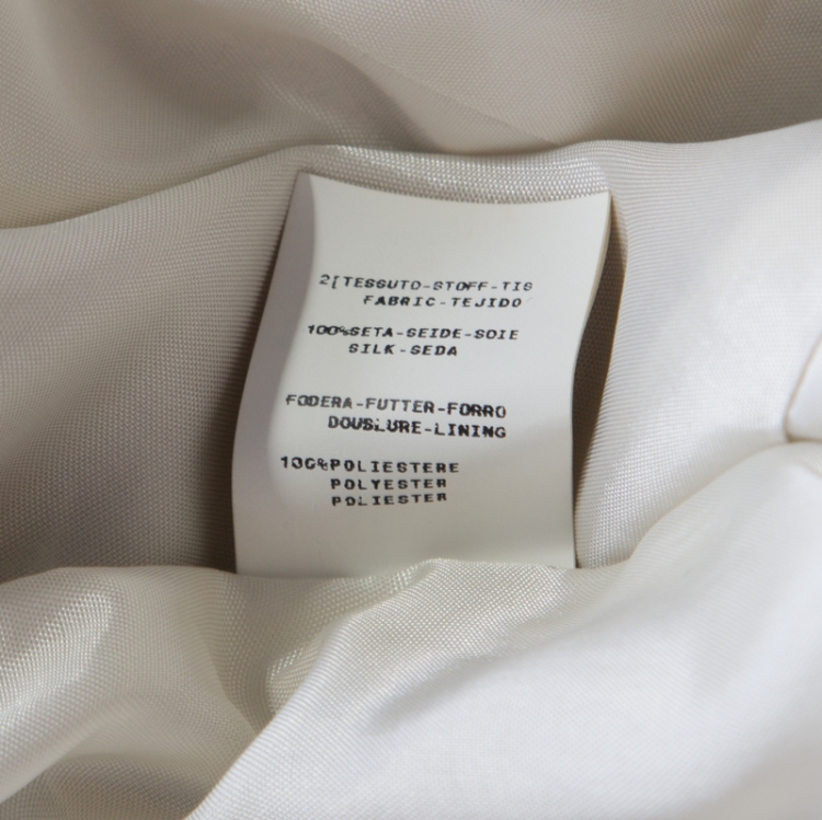 Pre Owned Philosophy di Alberta Ferretti White and Beige Silk and Linen Lace Trimmed Jacket L 