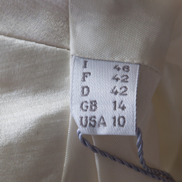 Pre Owned Philosophy di Alberta Ferretti White and Beige Silk and Linen Lace Trimmed Jacket L 