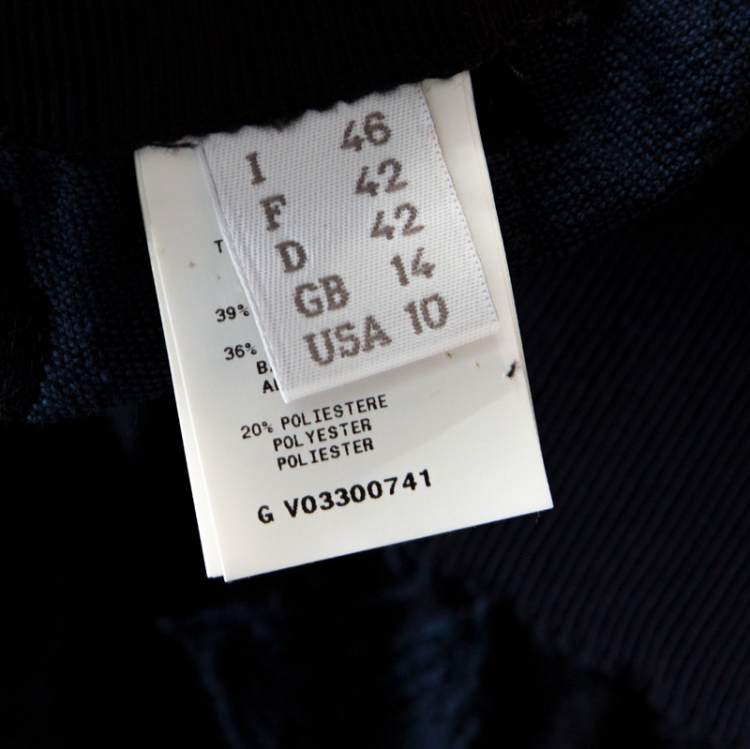 Pre Owned Philosophy di Alberta Ferretti Navy Blue & Black Jacquard Trousers L