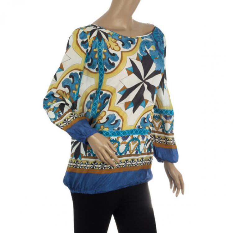 Pre Owned Philosophy di Alberta Ferretti Printed Silk Top M