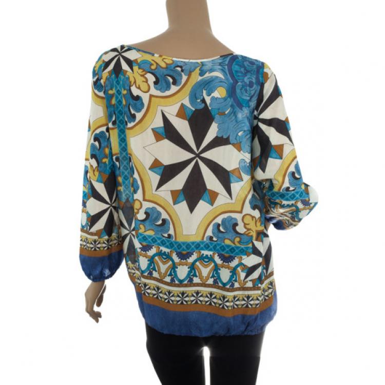 Pre Owned Philosophy di Alberta Ferretti Printed Silk Top M