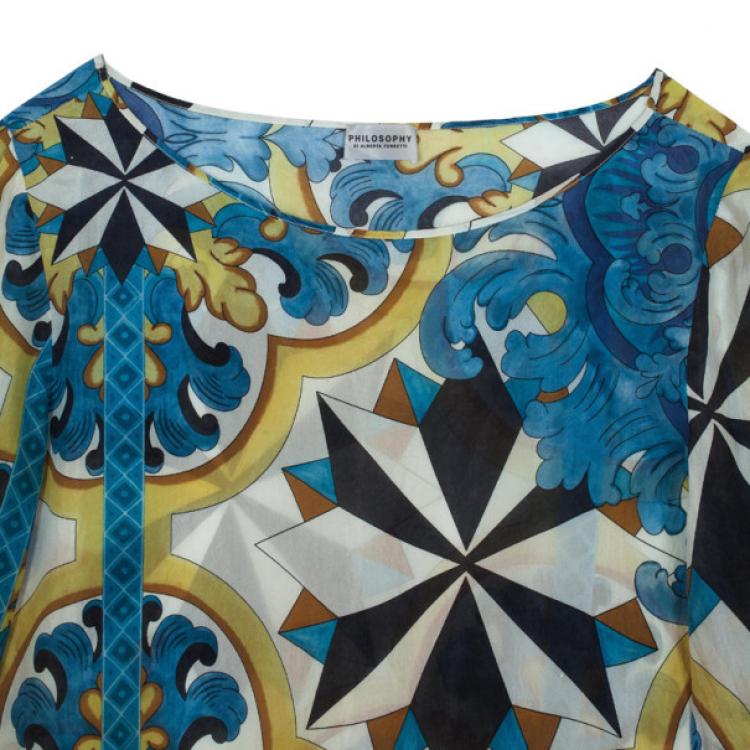 Pre Owned Philosophy di Alberta Ferretti Printed Silk Top M