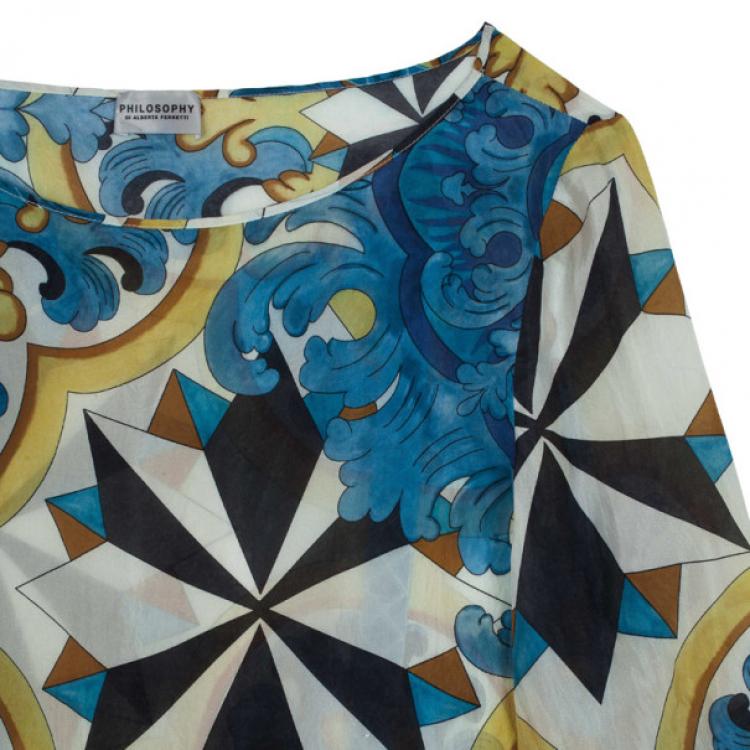 Pre Owned Philosophy di Alberta Ferretti Printed Silk Top M