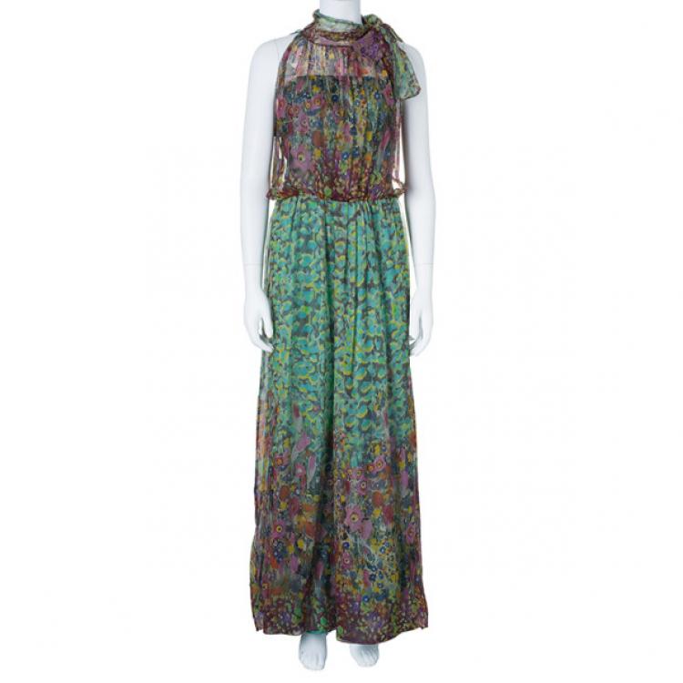 Pre Owned Philosophy Di Alberta Ferretti Multicolor Print  Maxi Dress M