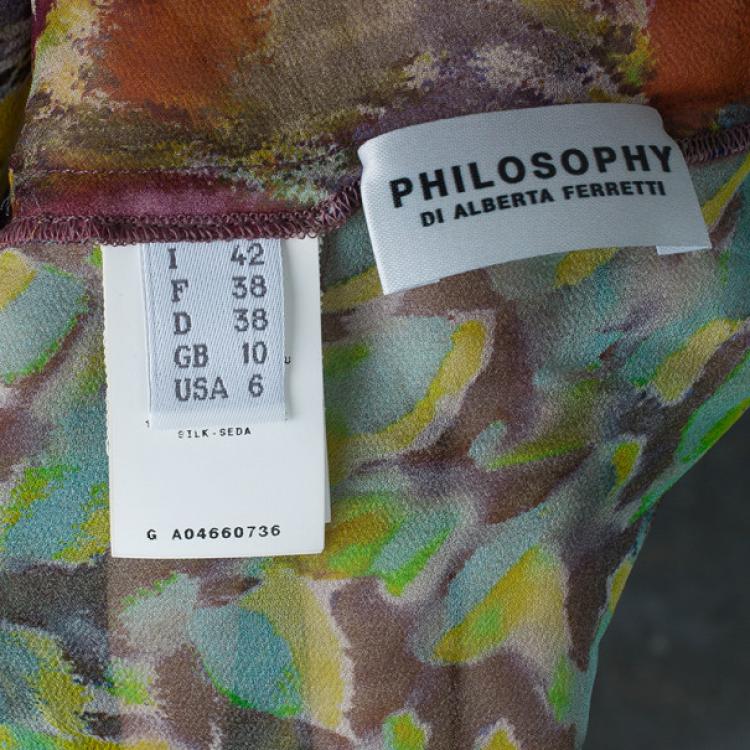 Pre Owned Philosophy Di Alberta Ferretti Multicolor Print  Maxi Dress M
