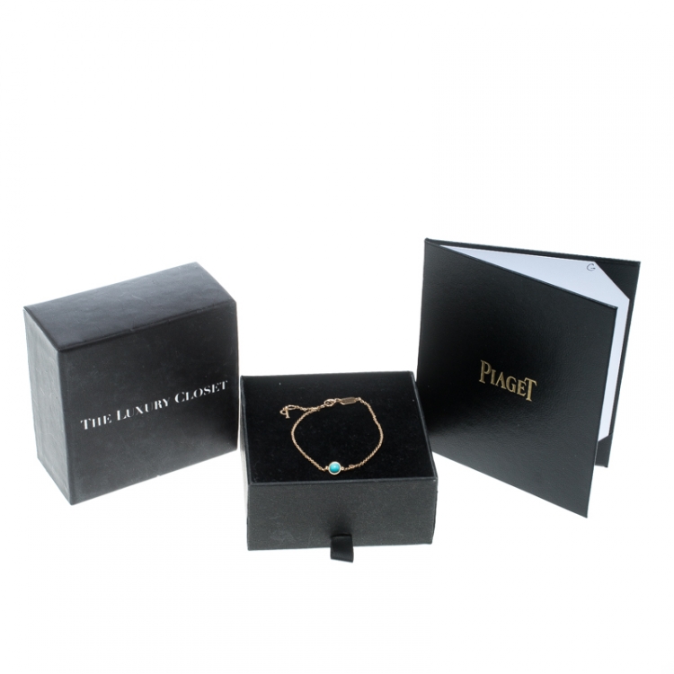 Pre Owned Piaget Possession Diamond Turquoise Bead 18k Rose Gold Bracelet