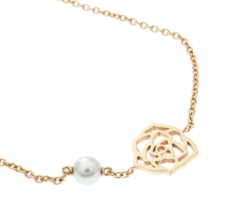 Pre Owned Piaget Rose Diamond & Pearl 18K Rose Gold Bracelet