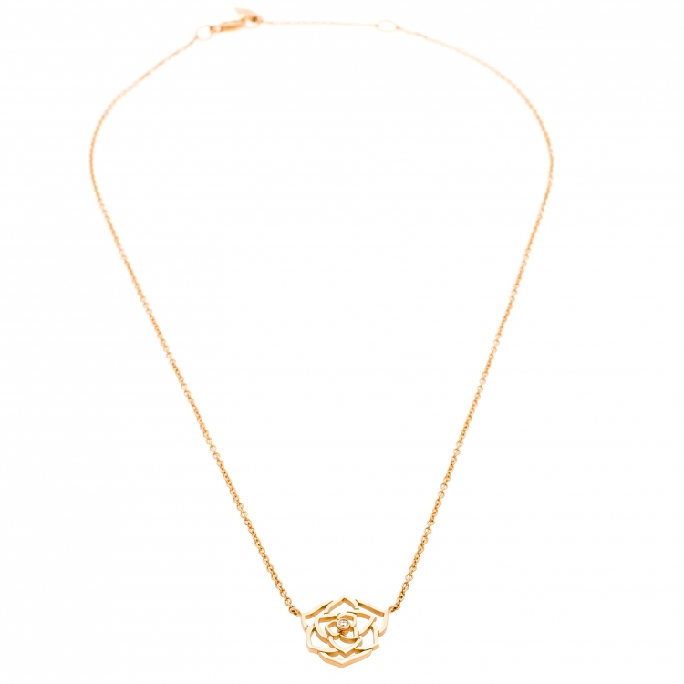 Pre Owned Piaget Rose Diamond 18k Rose Gold Pendant Necklace