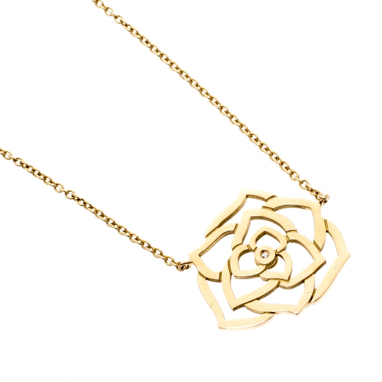 Pre Owned Piaget Rose Diamond 18k Rose Gold Necklace 