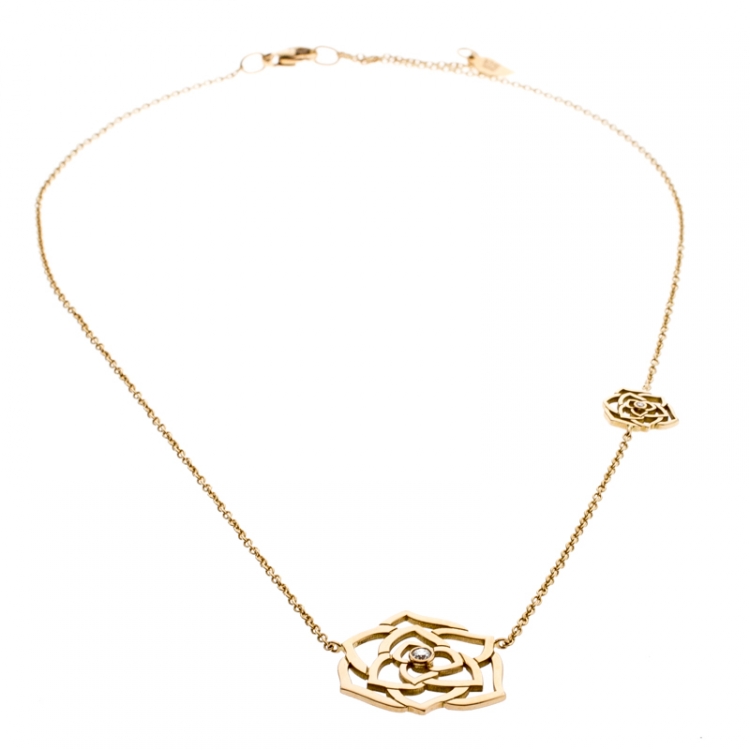 Pre Owned Piaget Rose Diamond 18k Rose Gold Necklace 