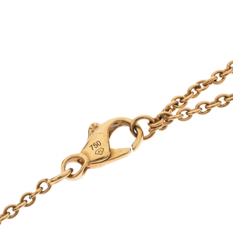 Pre Owned Piaget Turquoise Mother of Pearl Heart Inlay 18k Yellow Gold Y Necklace