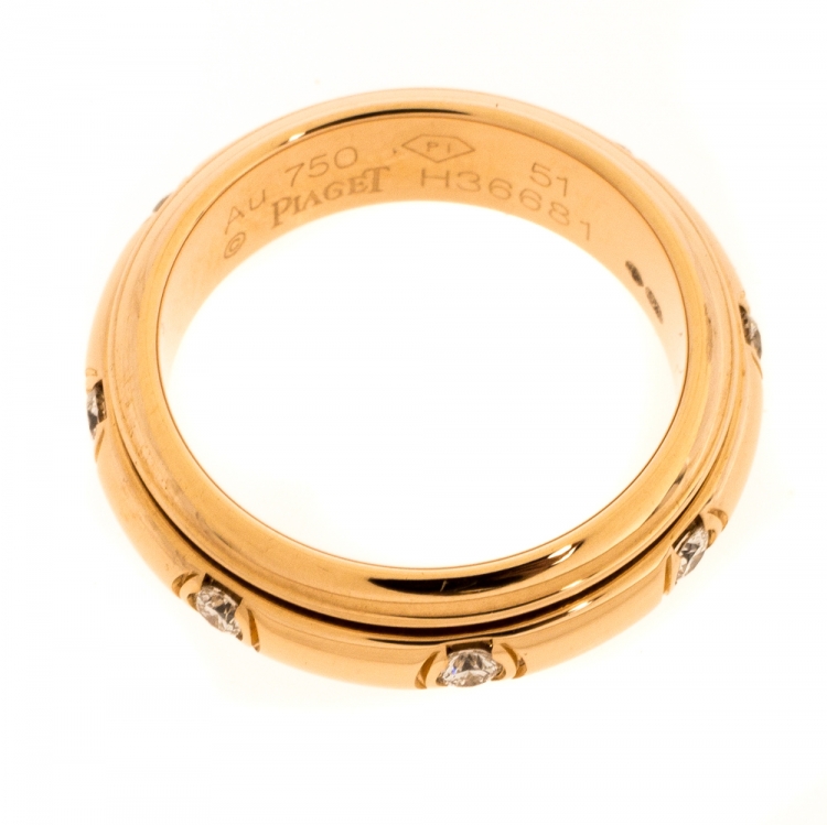 Pre Owned Piaget Possession Diamond 18K Rose Gold Spinning Band Ring Size 51