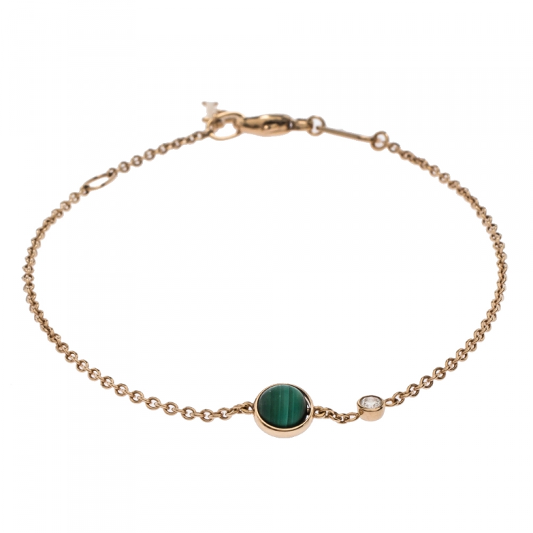 Pre Owned Piaget Possession Malachite Diamond 18K Rose Gold Bracelet