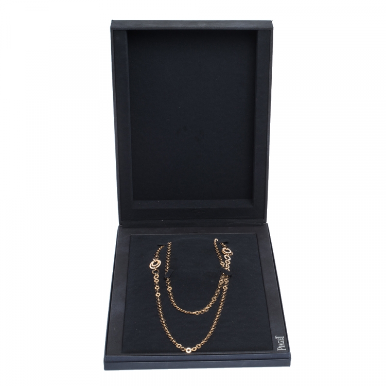 Pre Owned Piaget Possession Diamond 18K Rose Gold Hoop Link Sautoir Necklace