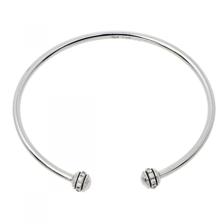 Pre Owned Piaget Possession Diamond 18K White Gold Cuff Bracelet 15