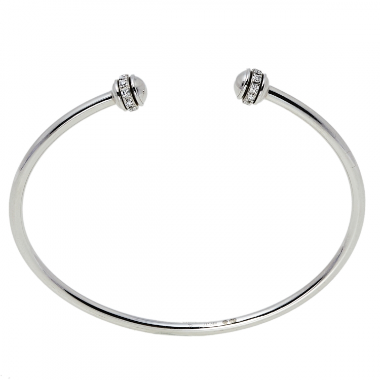 Pre Owned Piaget Possession Diamond 18K White Gold Cuff Bracelet 15