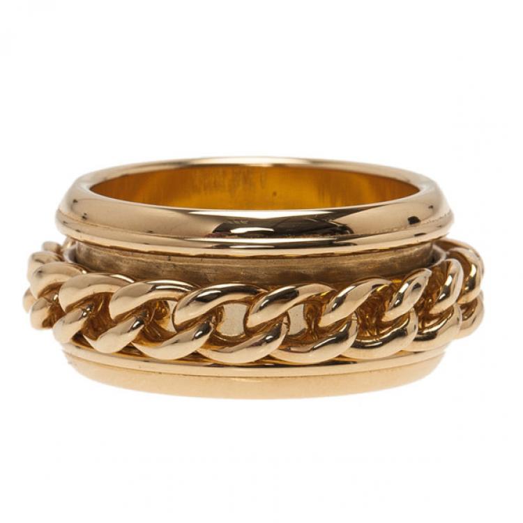 Pre Owned Piaget Possession Chain Motif Yellow Gold Ring Size 56