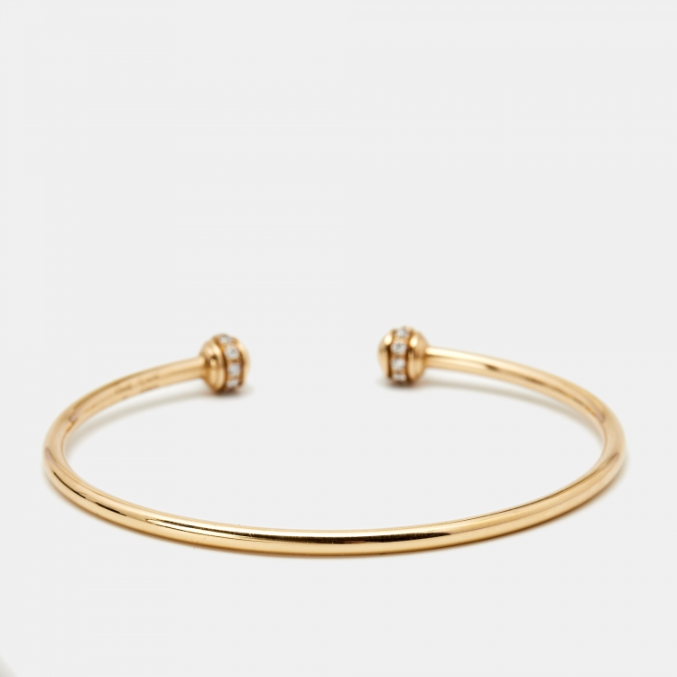 Pre Owned Piaget Possession Diamonds 18k Rose Gold Open Cuff Bracelet 15