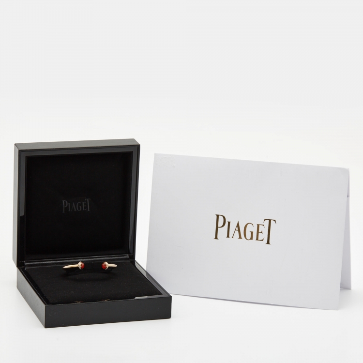 Pre Owned Piaget Possession Diamond Carnelian 18k Rose Gold Open Cuff Bracelet 16