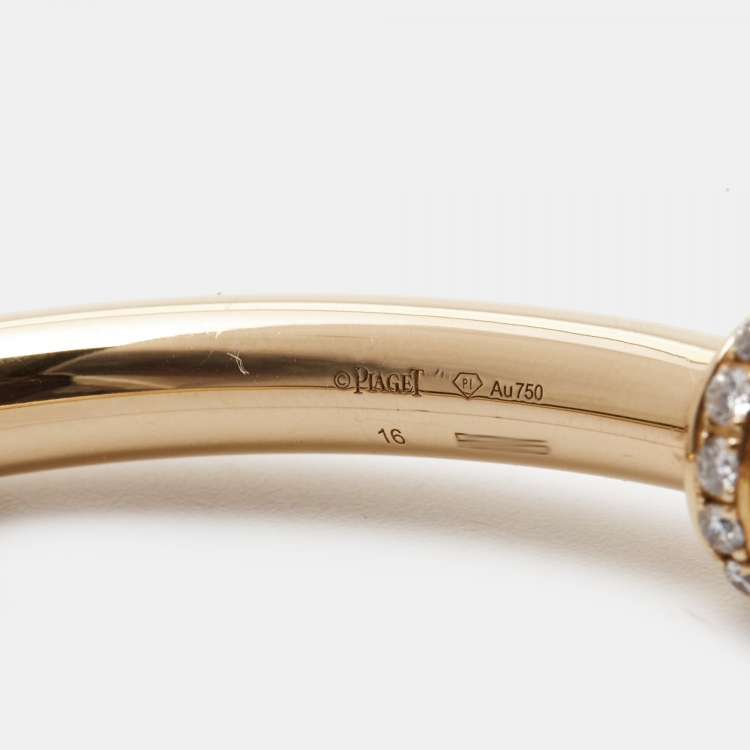 Pre Owned Piaget Possession Diamond Carnelian 18k Rose Gold Open Cuff Bracelet 16