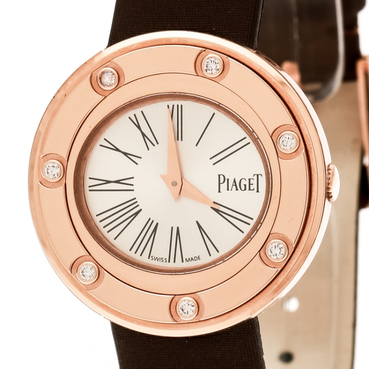 Pre Owned Piaget Silver Dial 18K Rose Gold And Diamonds Possession Women's Wristwatch 29 mm