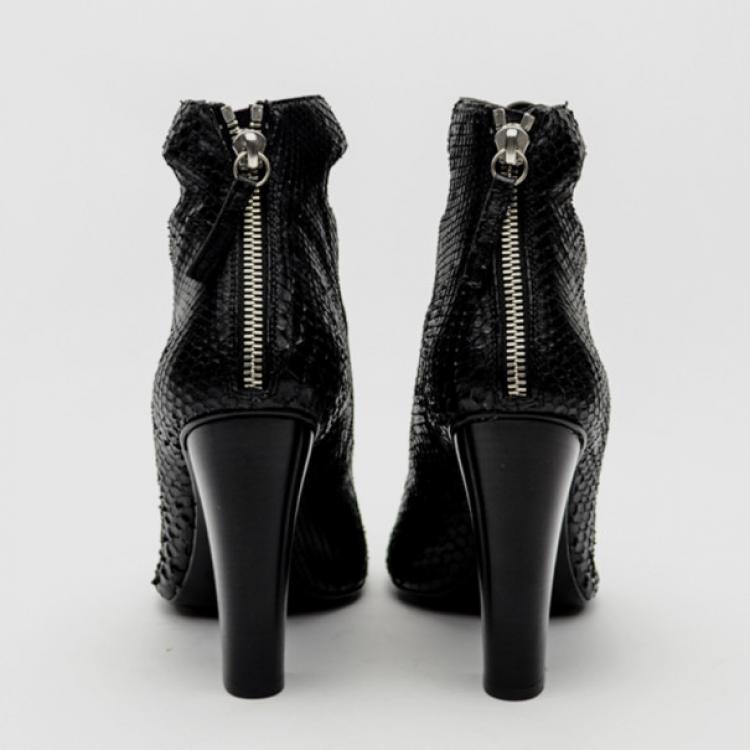 Pre Owned Giuseppe Zanotti For Pierre Balmain Black Python Cut-out Sandals Size 36