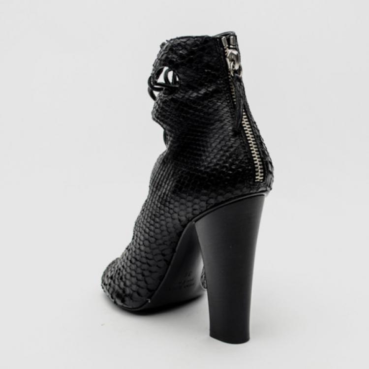 Pre Owned Giuseppe Zanotti For Pierre Balmain Black Python Cut-out Sandals Size 36