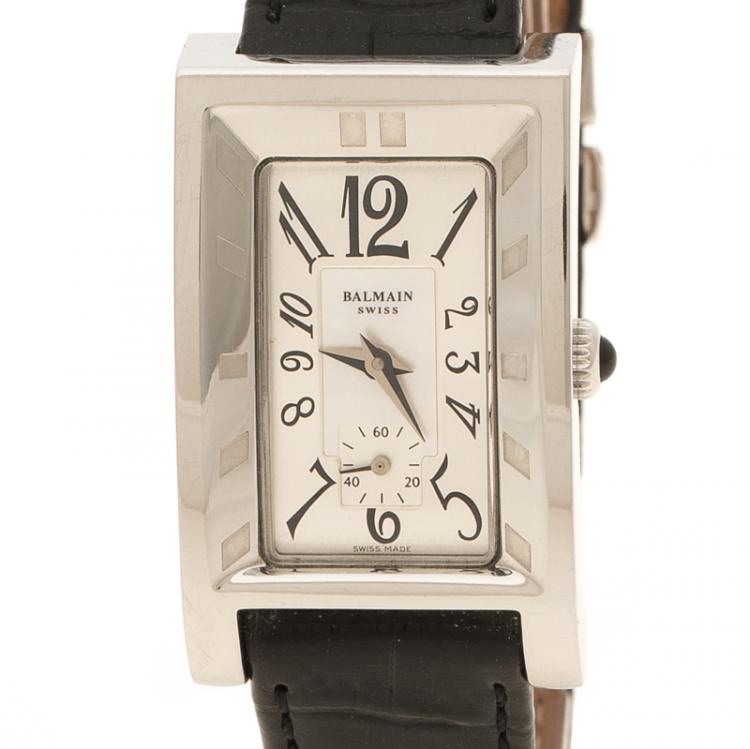 Pre Owned Balmain White Mother of Pearl  Quartz Stainless Steel Women's Wristwatch 24 mm