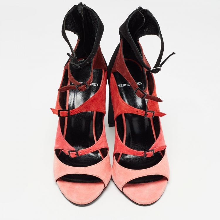Pre Owned Pierre Hardy Multicolor Suede Ankle Strap Sandals Size 38