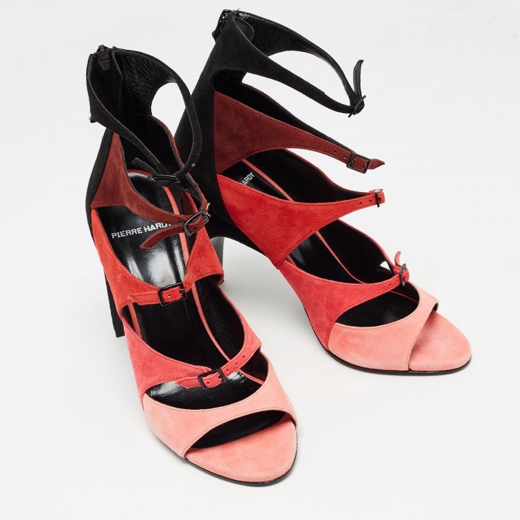 Pre Owned Pierre Hardy Multicolor Suede Ankle Strap Sandals Size 38