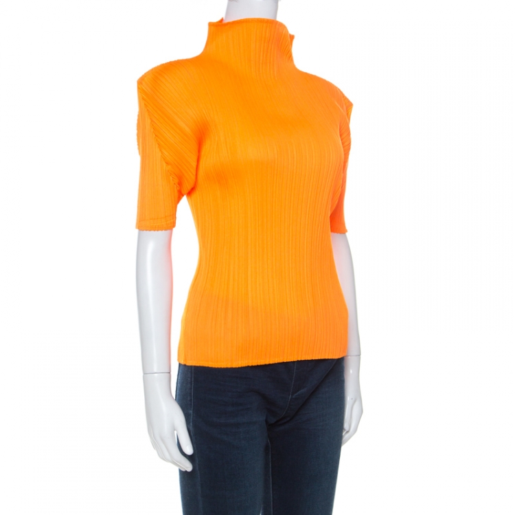 【翌日発送可能】 Orange Miyake Issey By Please Pleats Plisse High Pleated シャツ+ブラウス(長袖+七分)