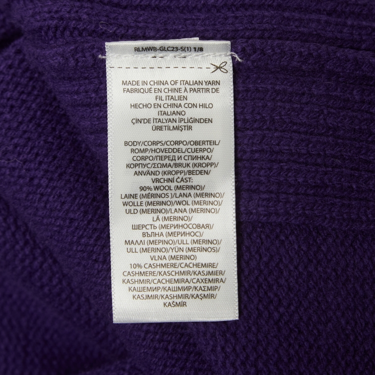 Pre Owned Polo Ralph Lauren Purple Wool Rib Knit Turtleneck Sweater L