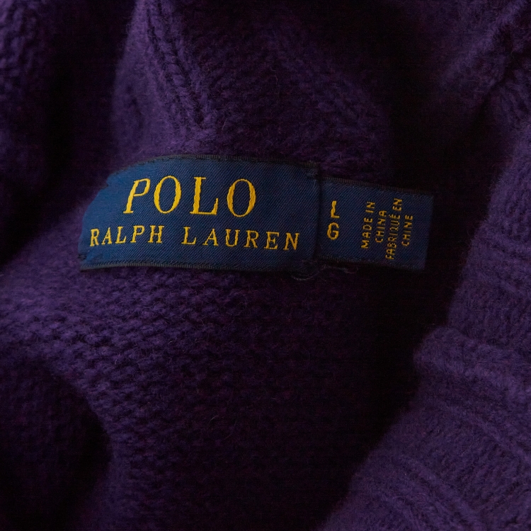 Pre Owned Polo Ralph Lauren Purple Wool Rib Knit Turtleneck Sweater L
