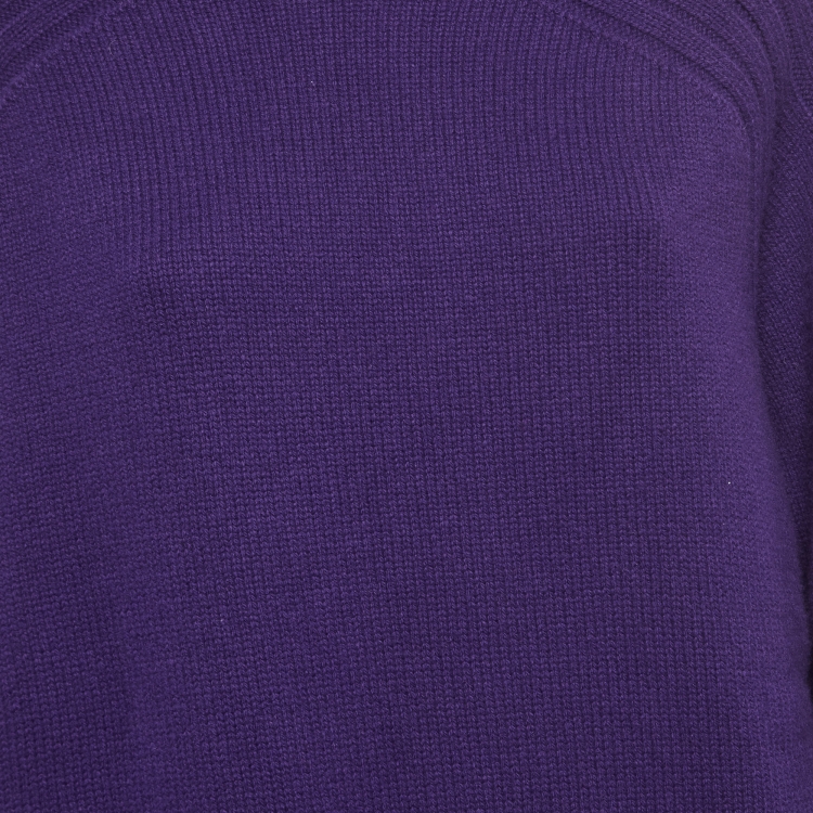 Pre Owned Polo Ralph Lauren Purple Wool Rib Knit Turtleneck Sweater L