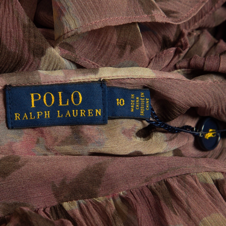 Pre Owned Polo Ralph Lauren Pink Floral Print Silk Freaky Long Sleeve Shirt M