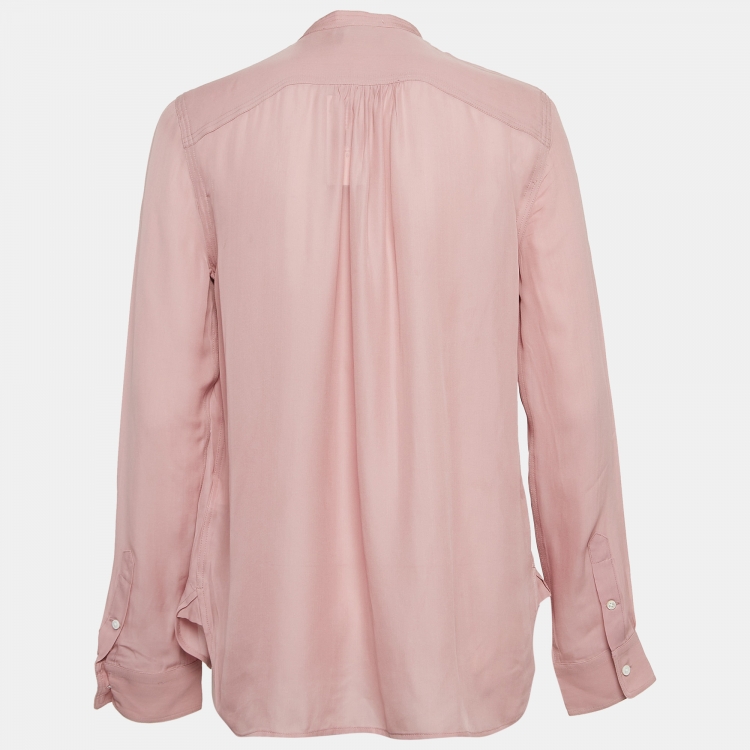 Pre Owned Polo Ralph Lauren Spring Violet Silk Blend Long Sleeve Blouse XS