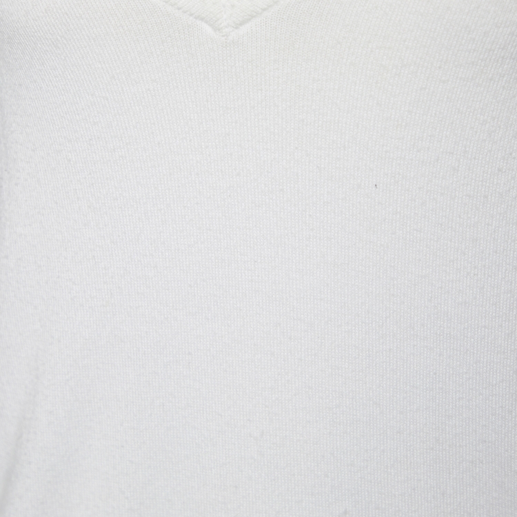 Pre Owned Polo Ralph Lauren White Cotton Knit V-Neck Jumper M