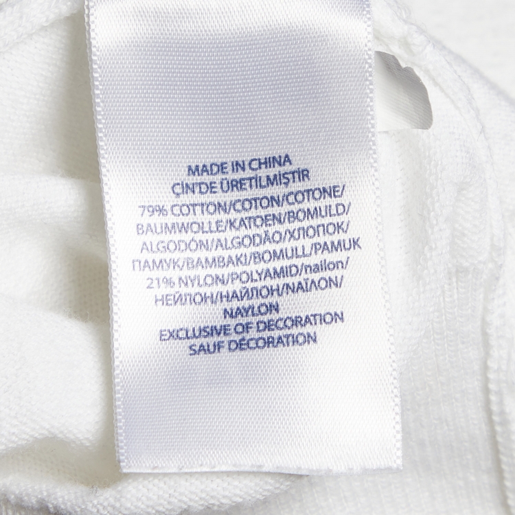Pre Owned Polo Ralph Lauren White Cotton Knit V-Neck Jumper M