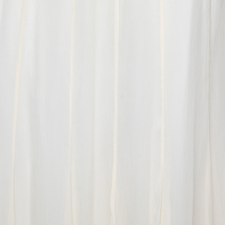 Pre Owned Polo Ralph Lauren Off White Chiffon Midi Skirt L