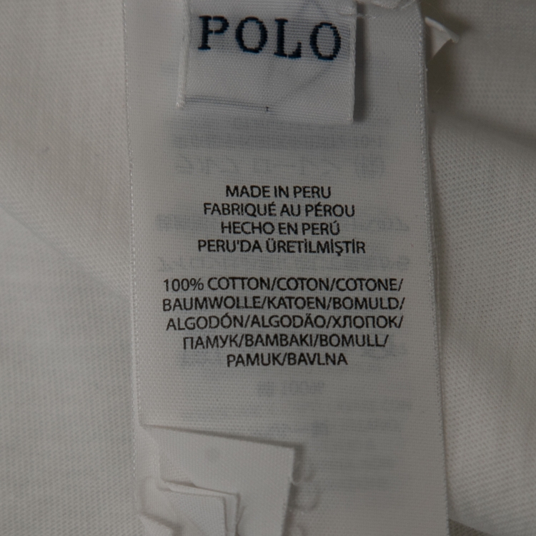 Pre Owned Polo Ralph Lauren White Cotton Polo Bear US Open Print T-Shirt M