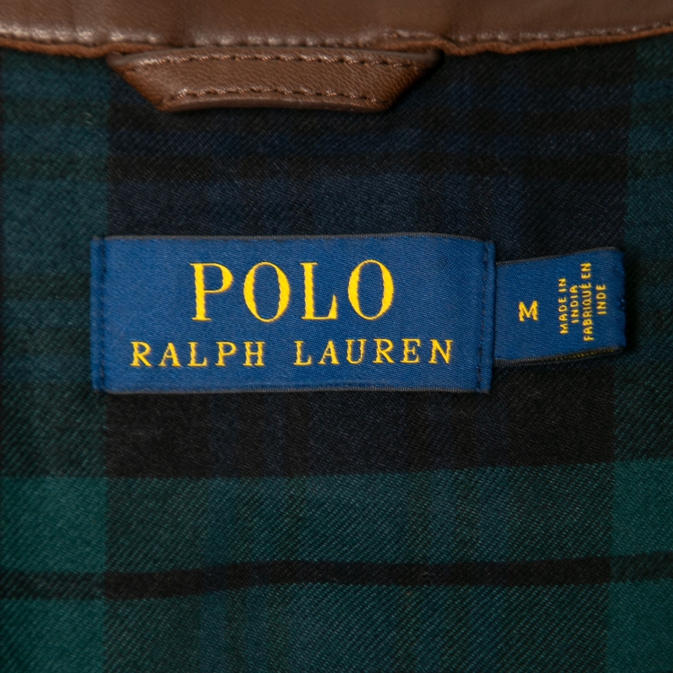 Pre Owned Polo Ralph Lauren Brown Leather Zip-Up Jacket M
