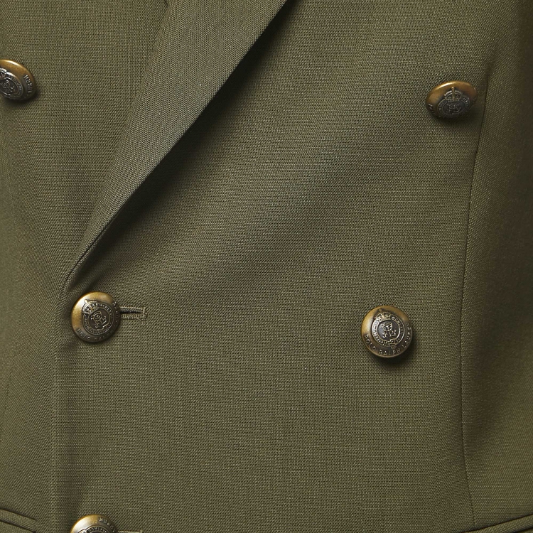 Pre Owned Polo Ralph Lauren Olive Green Wool Double Breasted Blazer XS