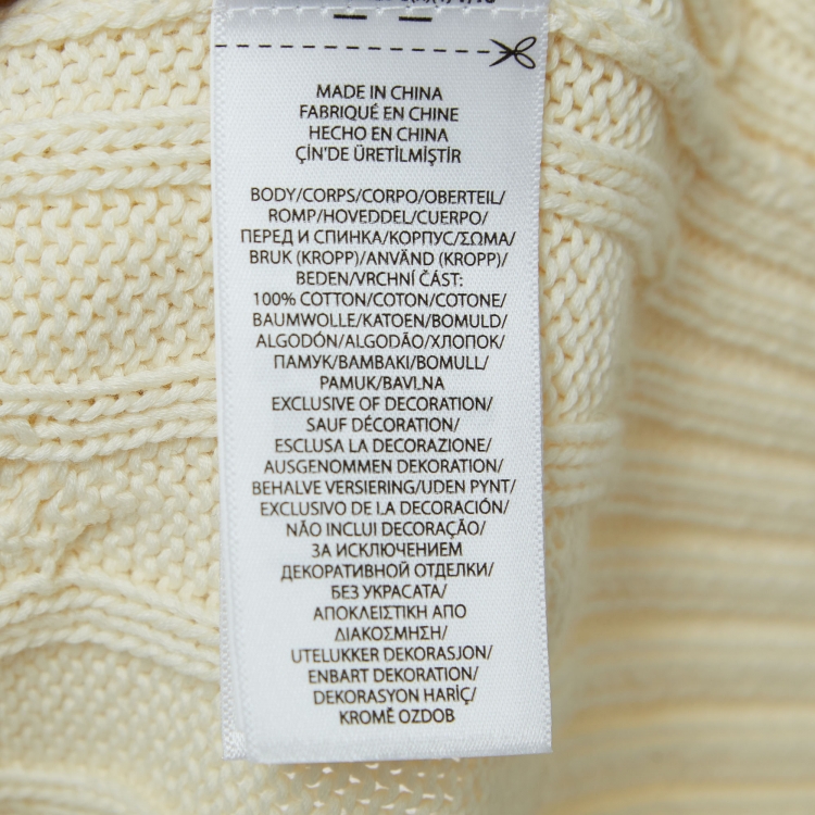 Pre Owned Polo Ralph Lauren Off-White Twist Knit Pima Cotton Sweater M