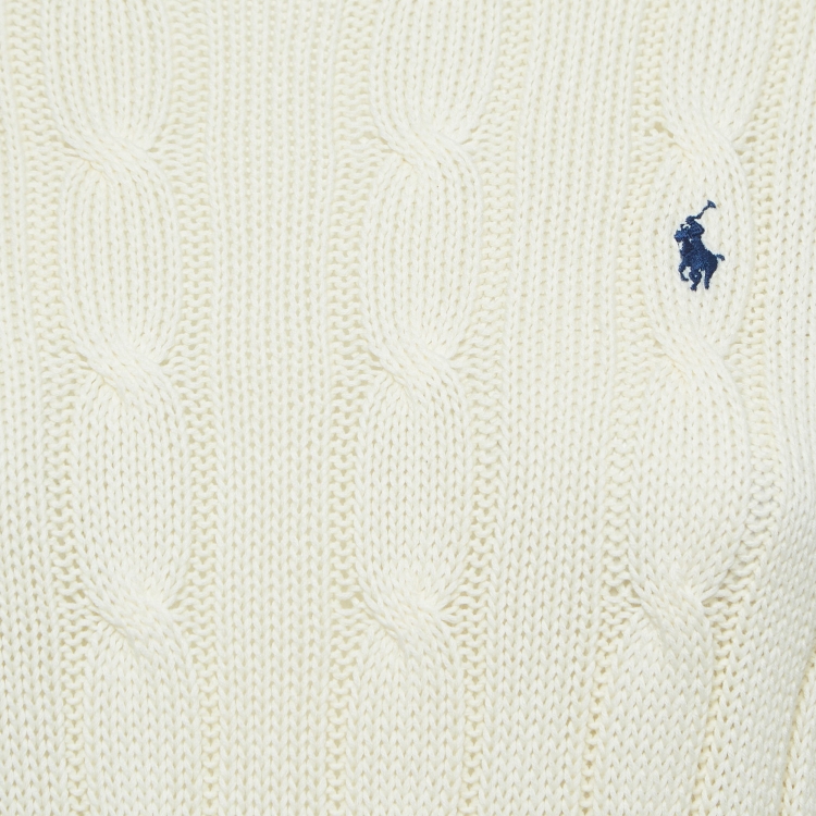 Pre Owned Polo Ralph Lauren Off-White Twist Knit Pima Cotton Sweater M